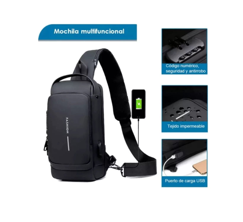 Mochila Pechera Antirrobo Puerto Usb 2x1